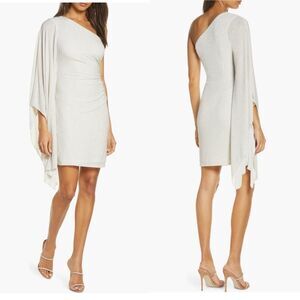 Vince Camuto Ruched Metallic One-Shoulder Cocktail Dress, Ivory, Size 14,‎ NWOT
